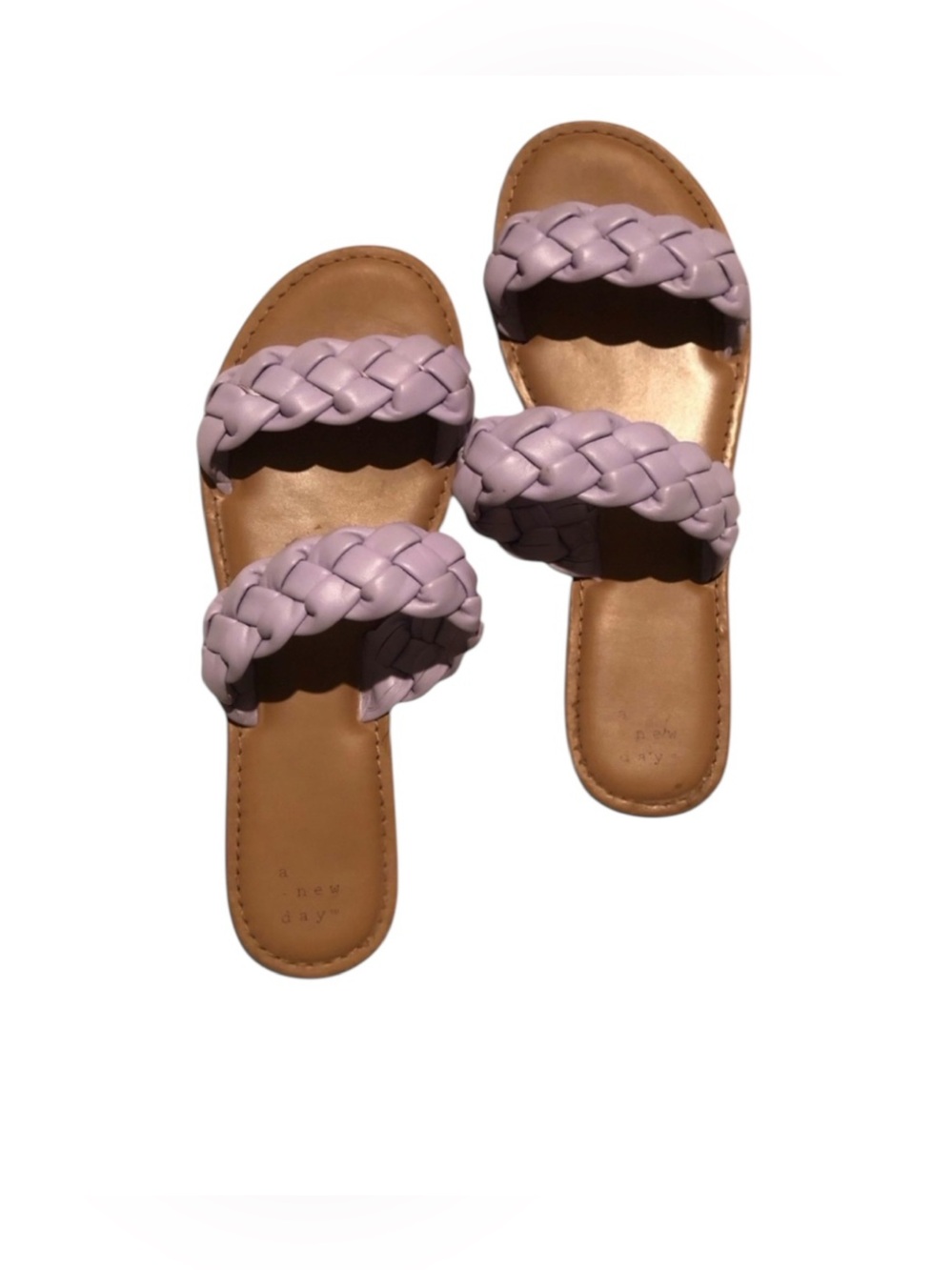 💜A New Day Purple & Tan Leather Sandals